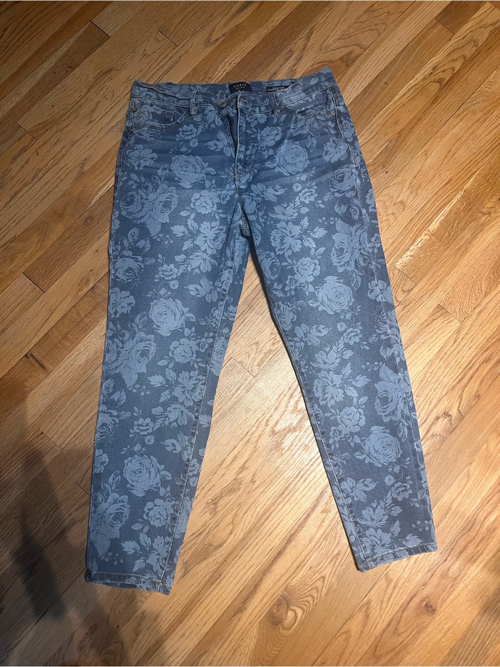 Floral Print Blue Women's Jeans